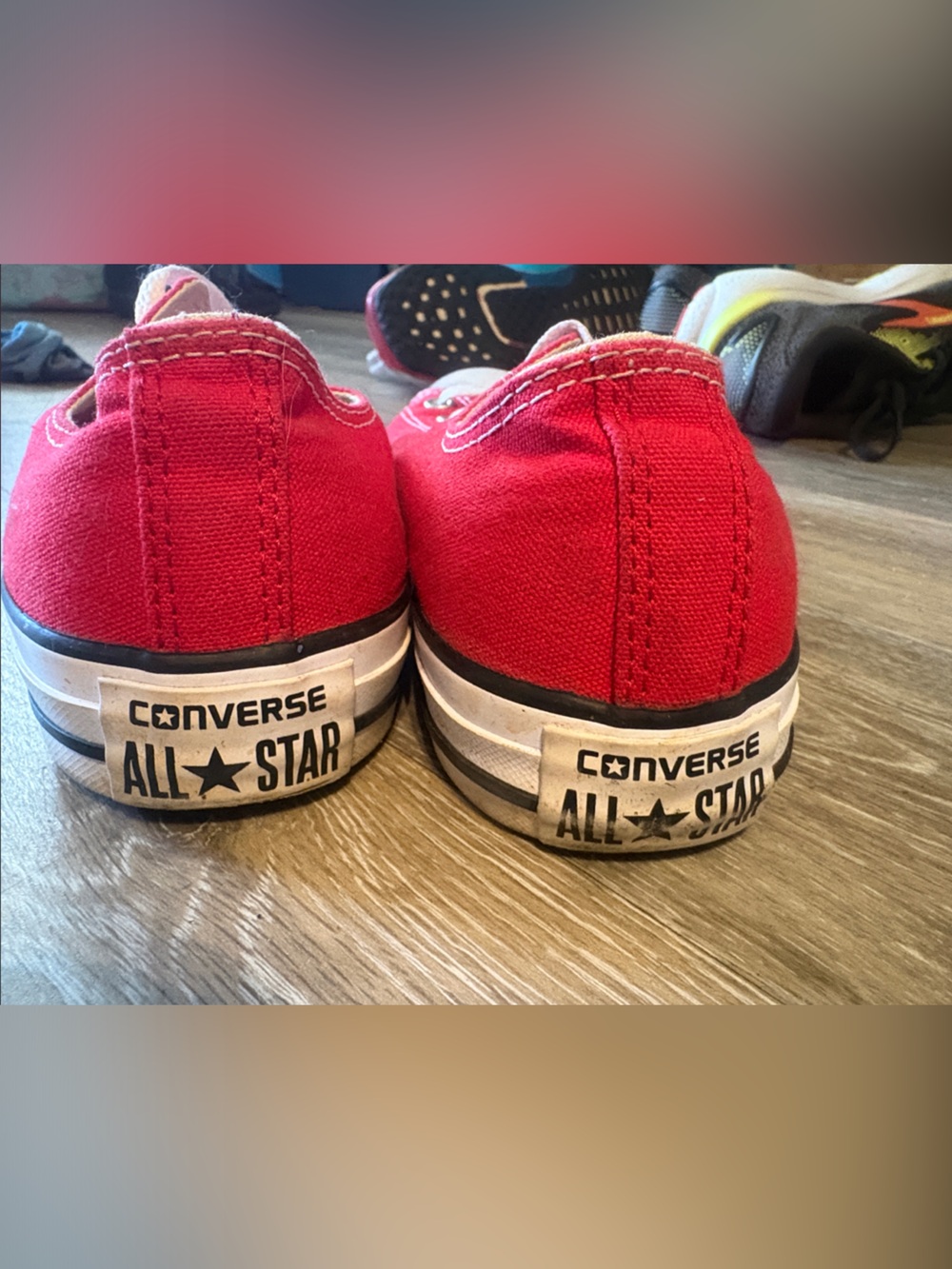 Women’s Red Canvas Low-Top Lace-Up Sneakers - Picture 3 of 5